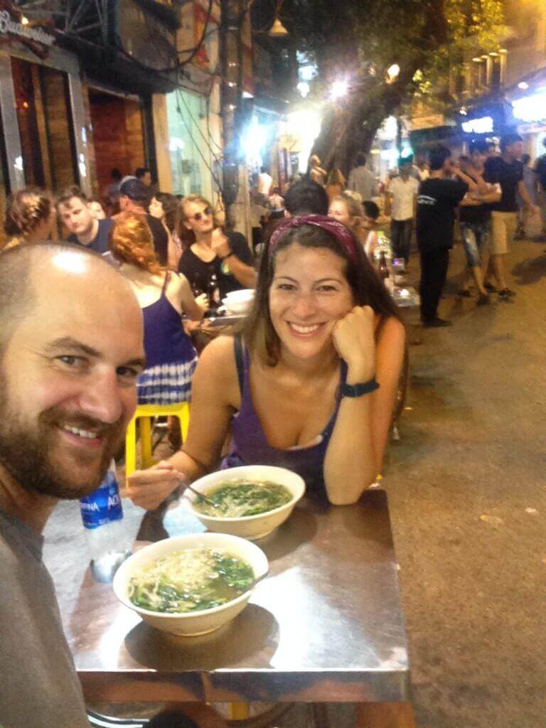 Happy travelers after finally making it to Hanoi