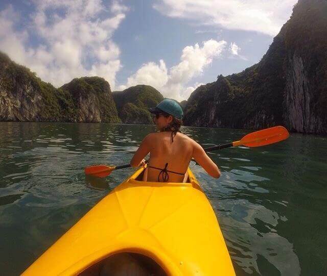 Kayaking around Halong Bay